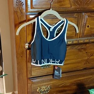 NWT Under Armour Women's Black & White Medium Racerback Sports Bra